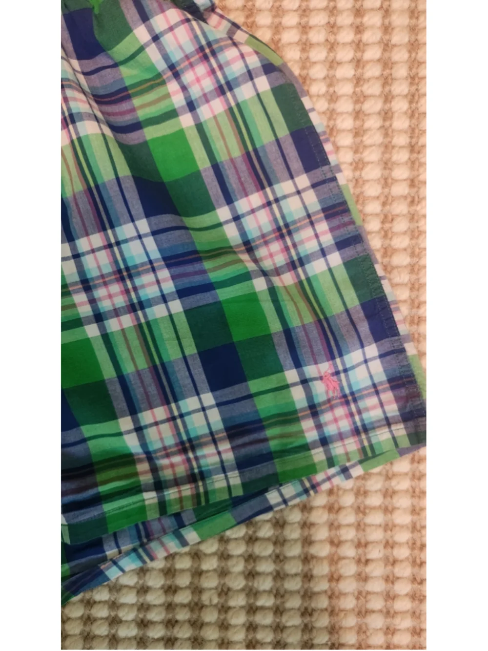 Polo Ralph Lauren Men's Plaid Boxer Shorts Size Large Green Blue Pink Pony Cotto